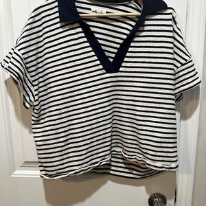 Maurices Navy and White Striped Tee